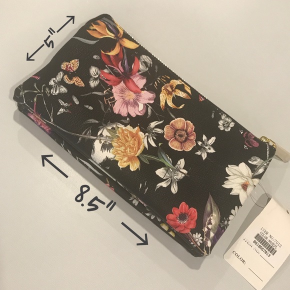 BLACK FLORAL CROSSBODY w/ shoulder &wristlet strap - Picture 3 of 8
